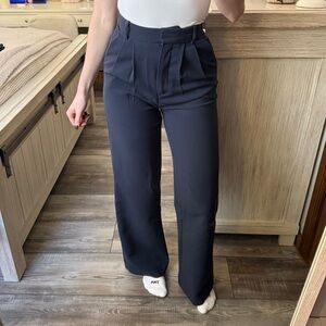 Abercrombie & Fitch Sloane Wide Leg Pant High Waisted Navy